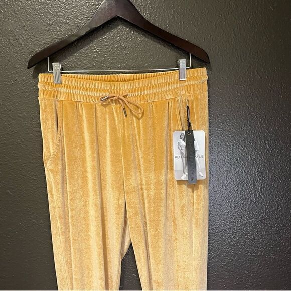 Kendall and Kylie Velour Camel Joggers with Rhinestone Logo - Picture 2 of 12
